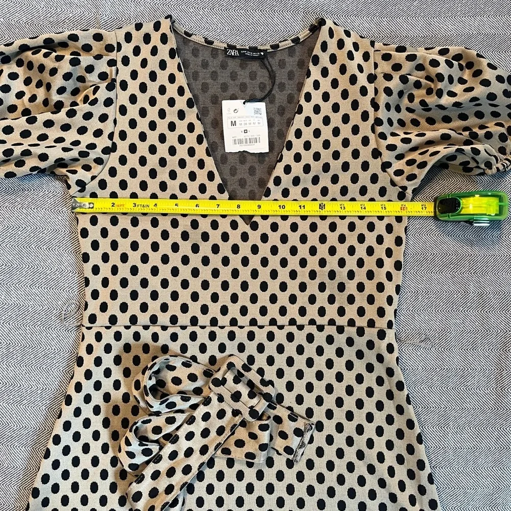 NWT Zara Belted Polka Dot Dress Size Medium